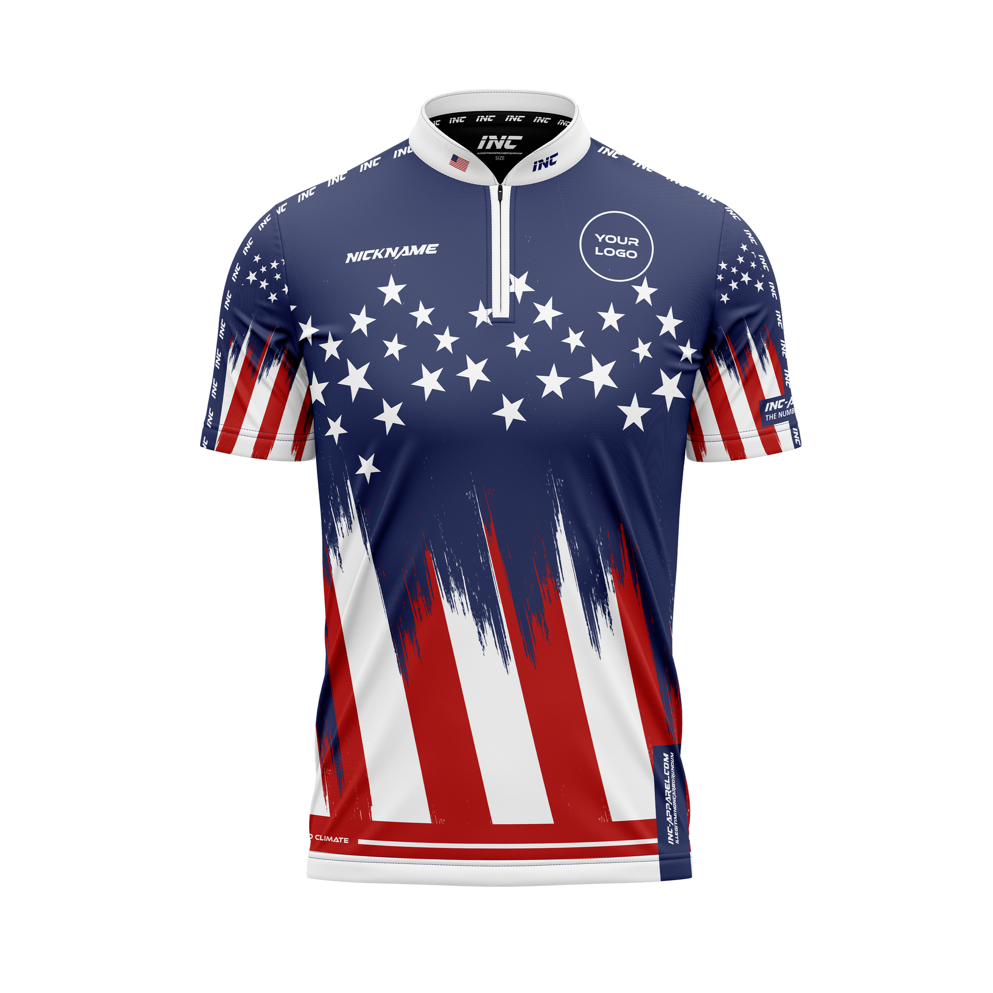 Tirator Stellarum et Vexilli XPRO Collar Custom Pool Shirt USA – Front View | INC-APPAREL