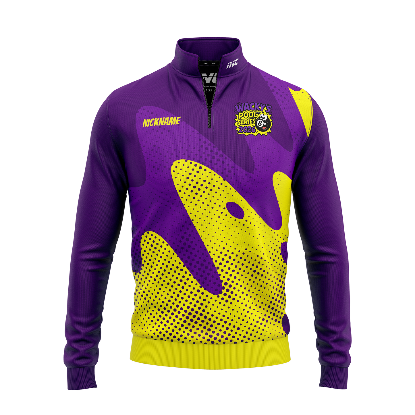 Wackys Pool Series Quarter Zip Midlayer – Front View | INC-APPAREL
