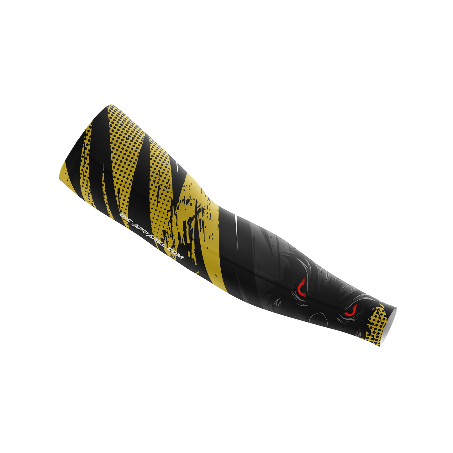 Acies Falco Gold Compression Sleeve from INC-APPAREL – made-to-order performance arm sleeve with breathable fabric and bold gold design.