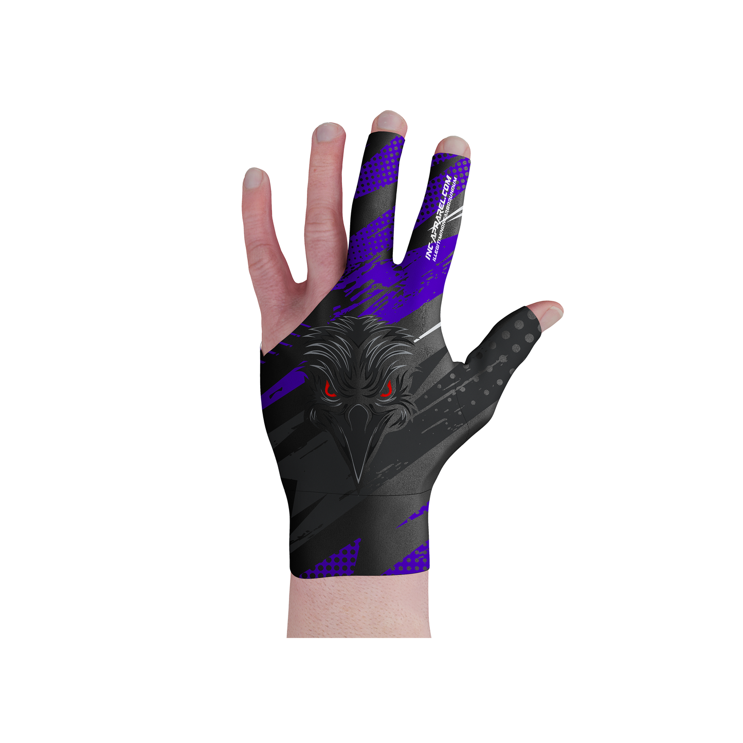 Acies Falco Purple Pool Glove from INC-APPAREL – made-to-order performance pool glove with breathable fabric, non-slip grip, and bold purple design.