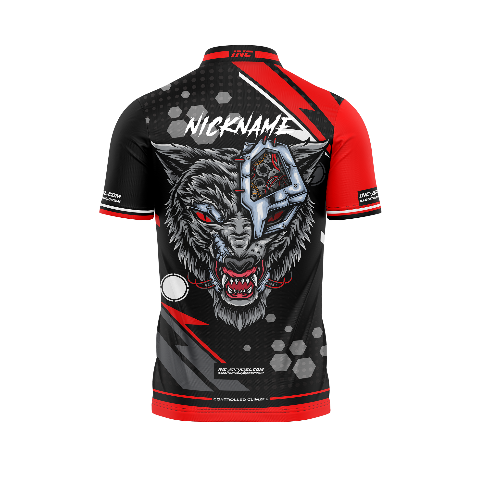 Back view of the Alpha Lupus Pro1 Darts Shirt From INC-APPAREL