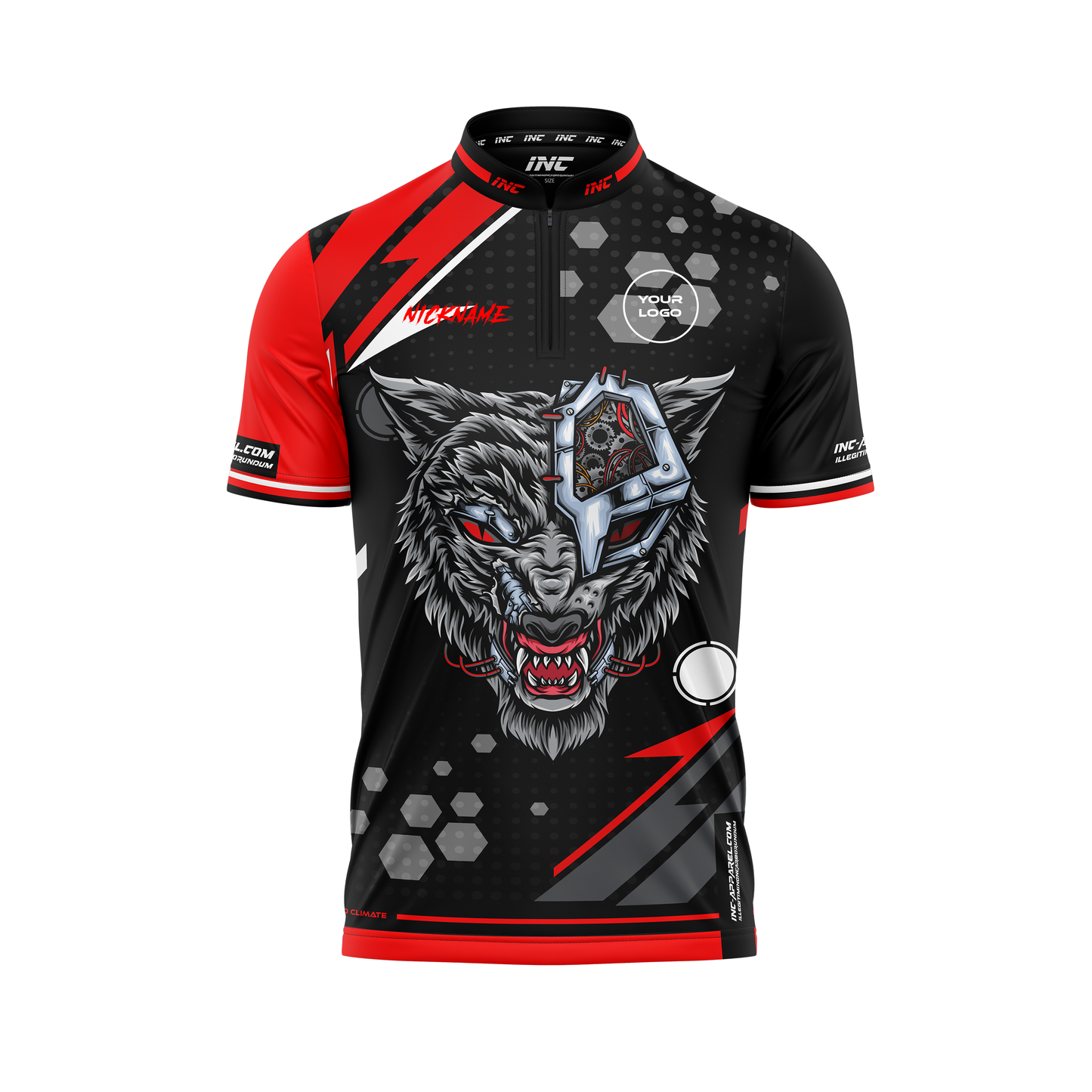 Front view of the Alpha Lupus Pro1 Darts Shirt From INC-APPAREL