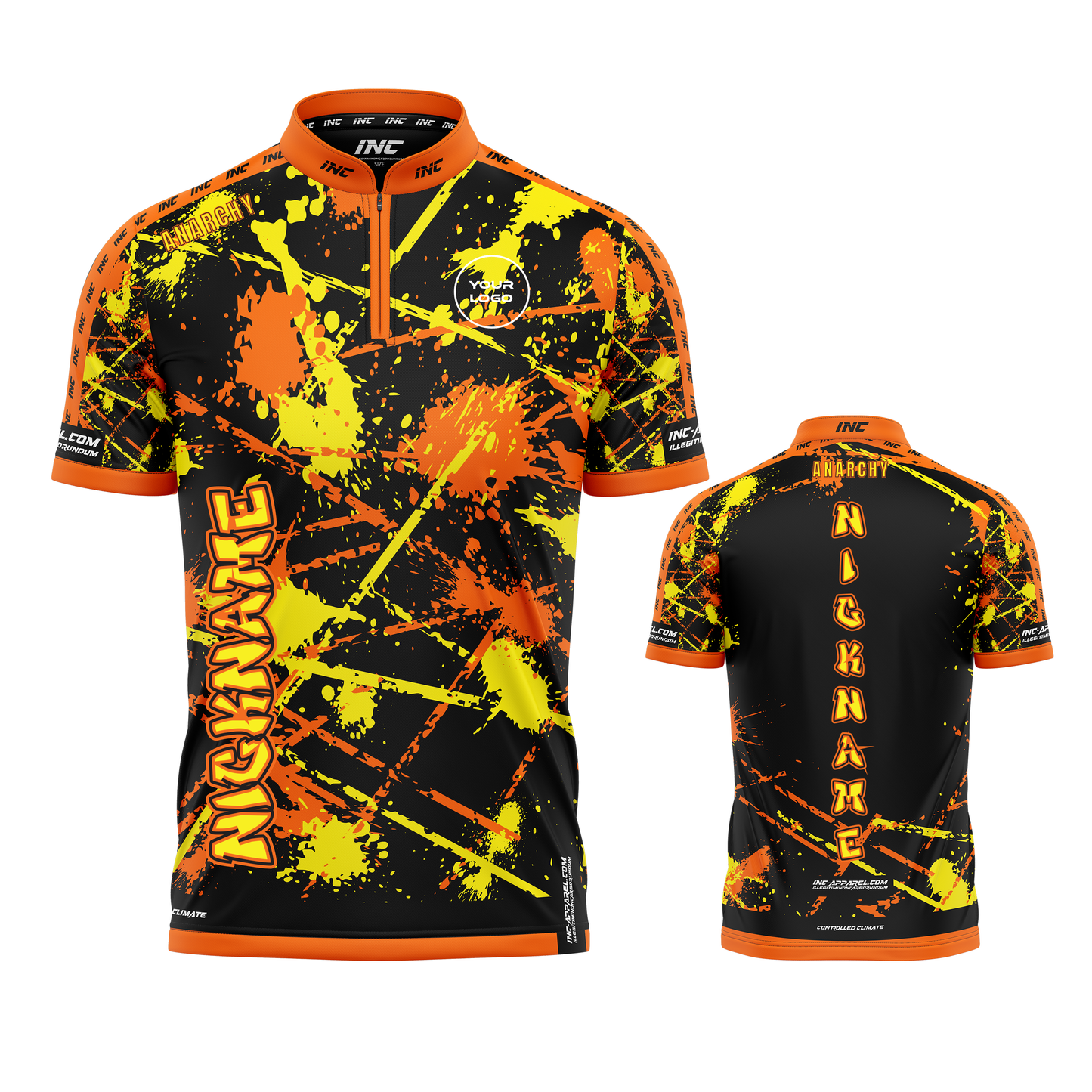 Anarchy Aurantius orange and black darts shirt from INC-APPAREL