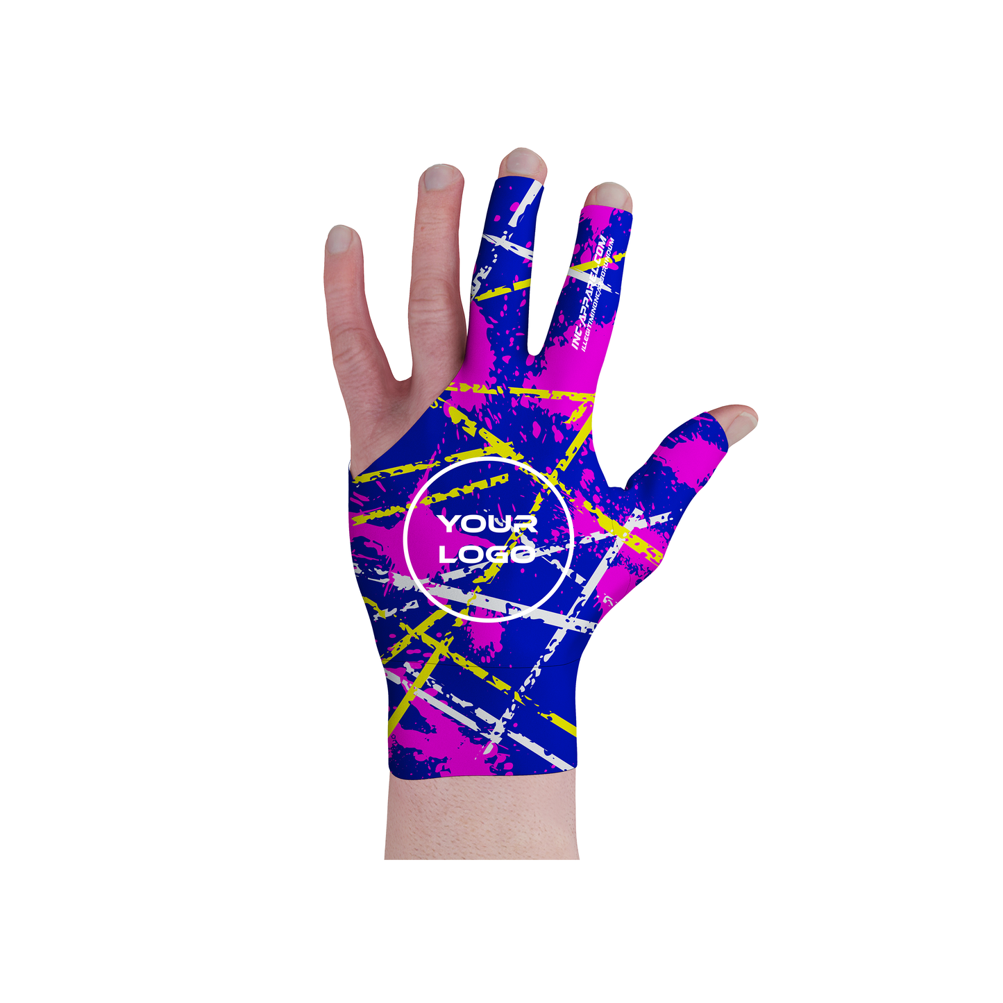 Anarchy Caeruleus blue and pink performance pool glove from INC-APPAREL