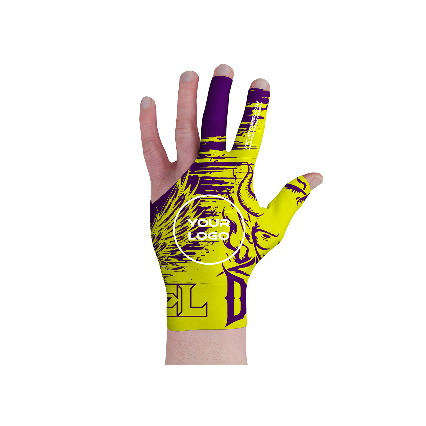 Anima Duplex purple and yellow performance pool glove from INC-APPAREL