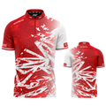 Bicolor white and red personalised darts team shirt made to order with performance fabric and professional fit from INC-APPAREL