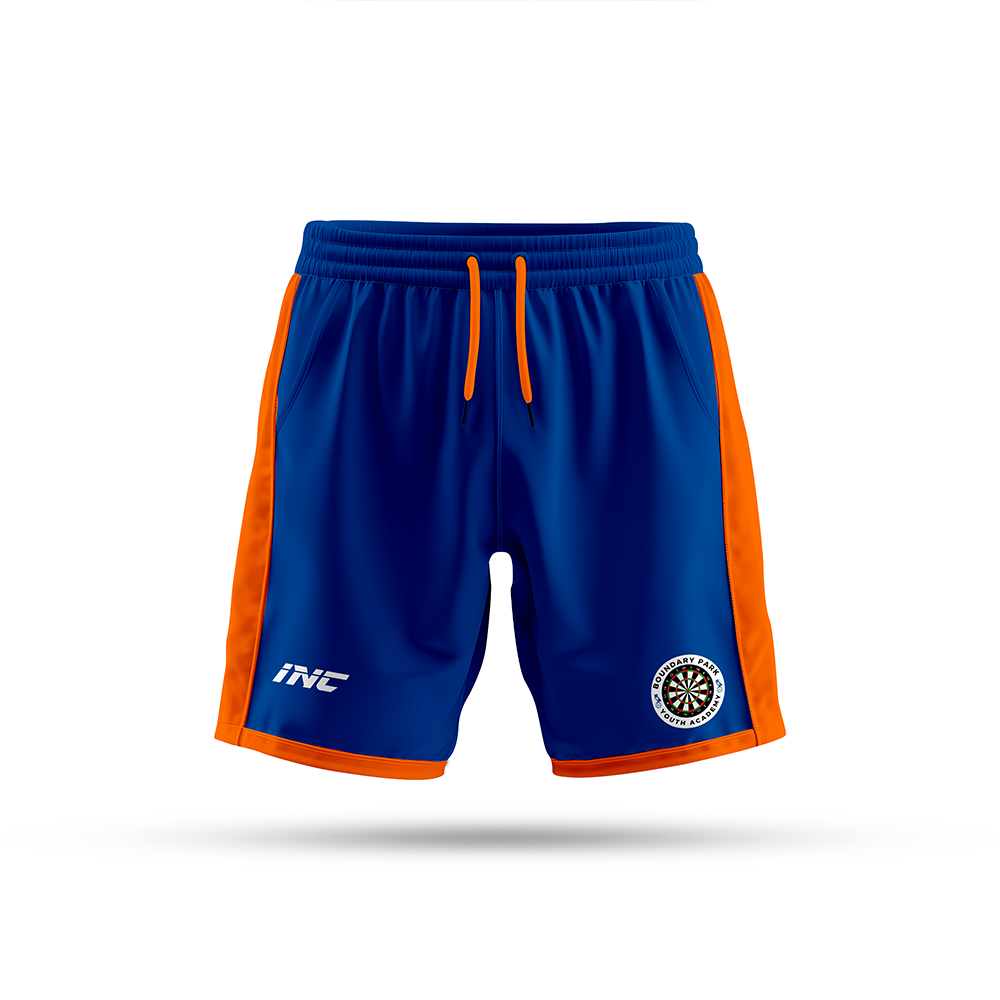 Boundary Park Darts Academy performance shorts front view lightweight breathable academy shorts for darts training and tournaments