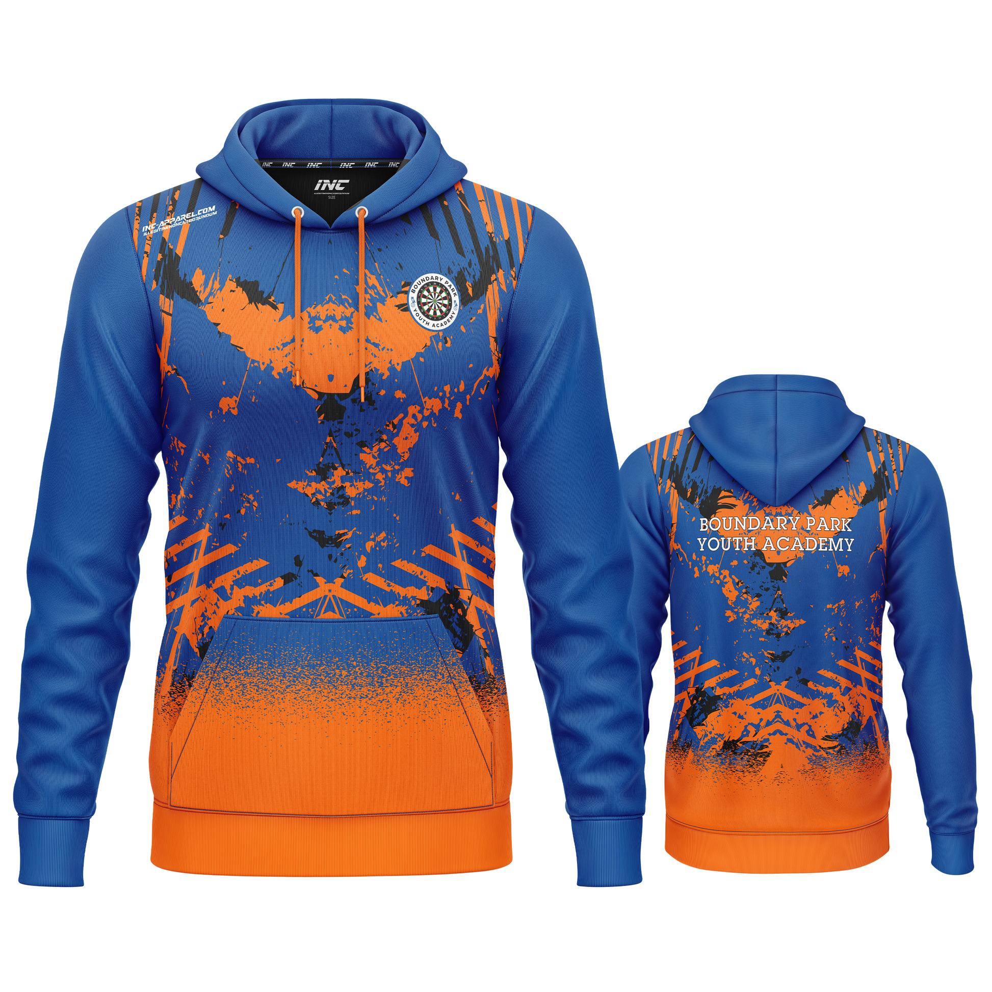 Boundary Park Youth Darts Academy Hoodie – Both Views | INC-APPAREL