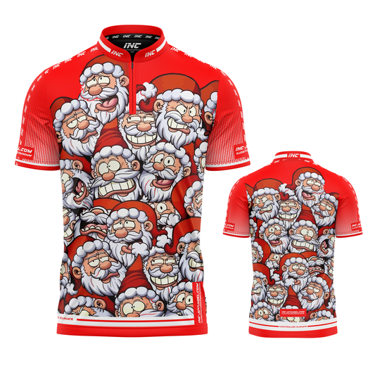 Combined front and back view of the Christmas PRO1 Collar Darts Shirt Mad Santa from INC-APPAREL
