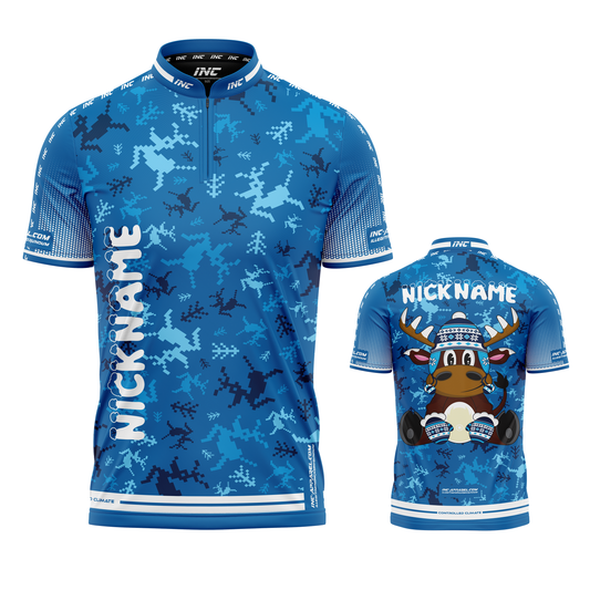 Combined front and back view of the Christmas PRO1 Collar Darts Cue Prancer Darts Dancer Shirt from INC-APPAREL