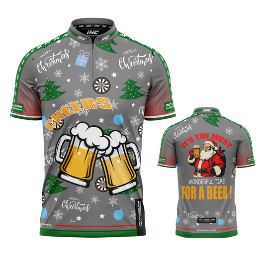 Combined front and back view of the Christmas PRO1 Collar Darts Shirt from INC-APPAREL