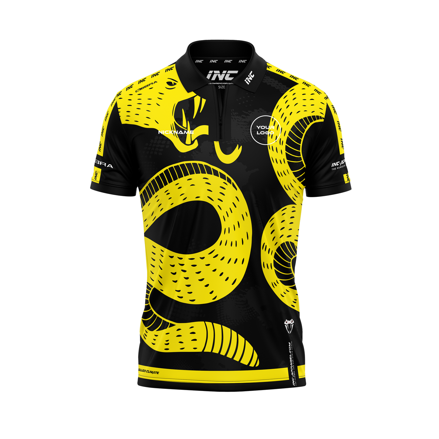 Cobra Naja Nigricollis Zip Polo Darts Shirt – Front View | INC-APPAREL