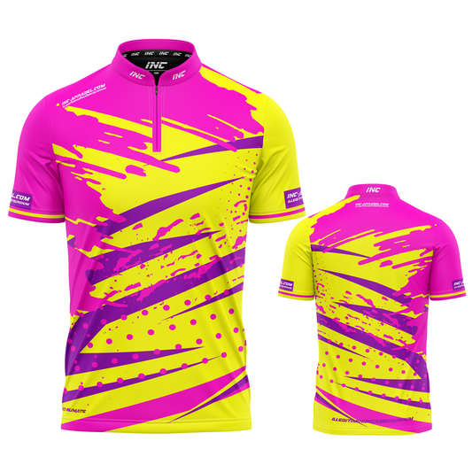 Cupio Pink Yellow Pool and Darts Shirt by INC-APPAREL – breathable moisture-wicking performance darts shirt