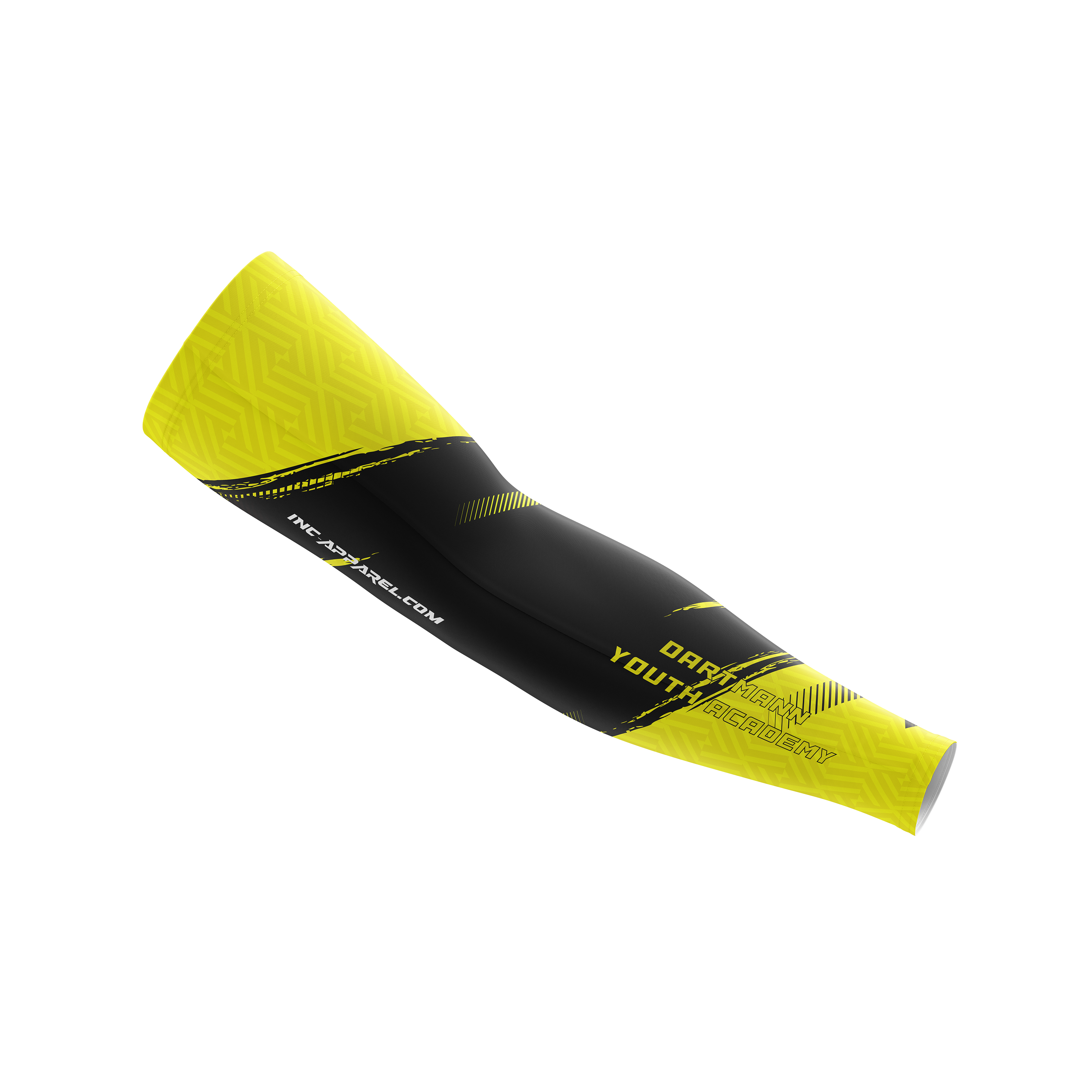 Front and side view of the Official Dartmann Youth Academy Darts Sleeve from INC-APPAREL, personalised with player name
