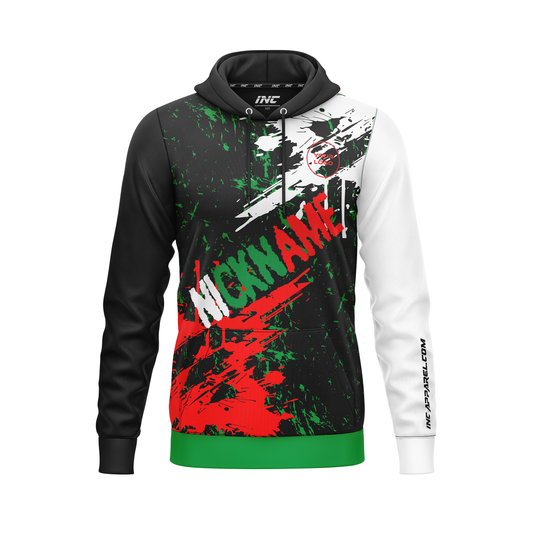 Front view of Darts World Order Hoodie featuring bold design for darts fans and players at INC-APPAREL