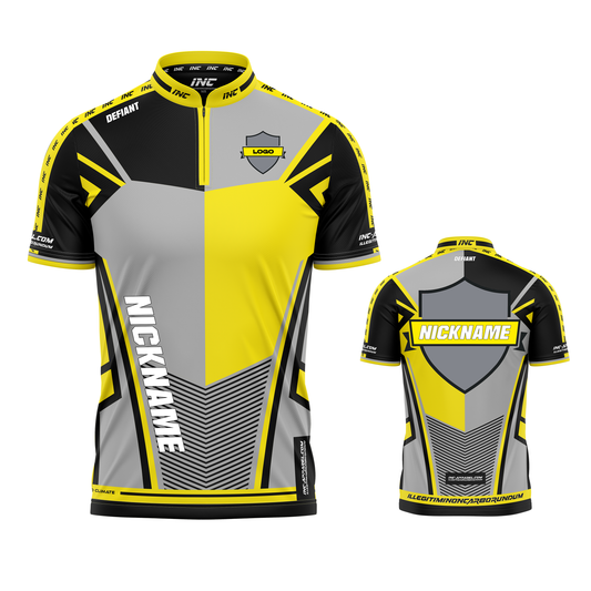 Defiant Rebellis Nucleus yellow grey and black PRO1 darts shirt from INC-APPAREL