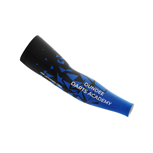 Dundee Darts Academy Sleeve from INC-APPAREL – made-to-order compression arm sleeve with breathable fabric and official academy logo.