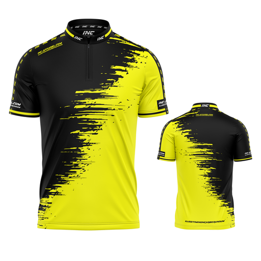 Duplex Black and Yellow Darts and Pool Shirt by INC-APPAREL – breathable moisture-wicking performance darts shirt