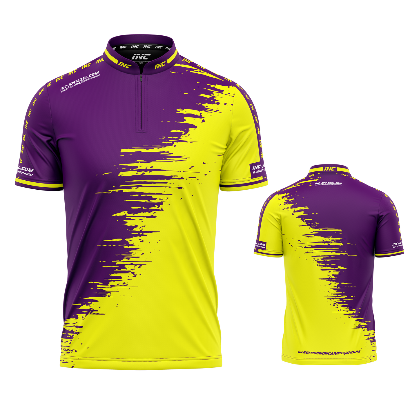 Duplex Purple and Yellow Darts and Pool Shirt by INC-APPAREL – breathable moisture-wicking performance darts shirt