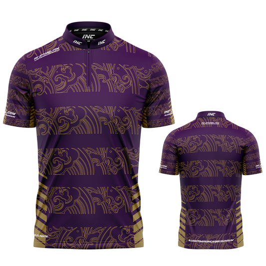 Elegantia Purple and Gold Darts/Pool Team Shirt from INC-APPAREL – custom team shirt for pool academies and competitive clubs.