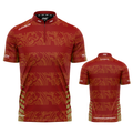 Elegantia Red and Gold Darts/Pool Team Shirt from INC-APPAREL – custom team shirt for pool academies and competitive clubs.
