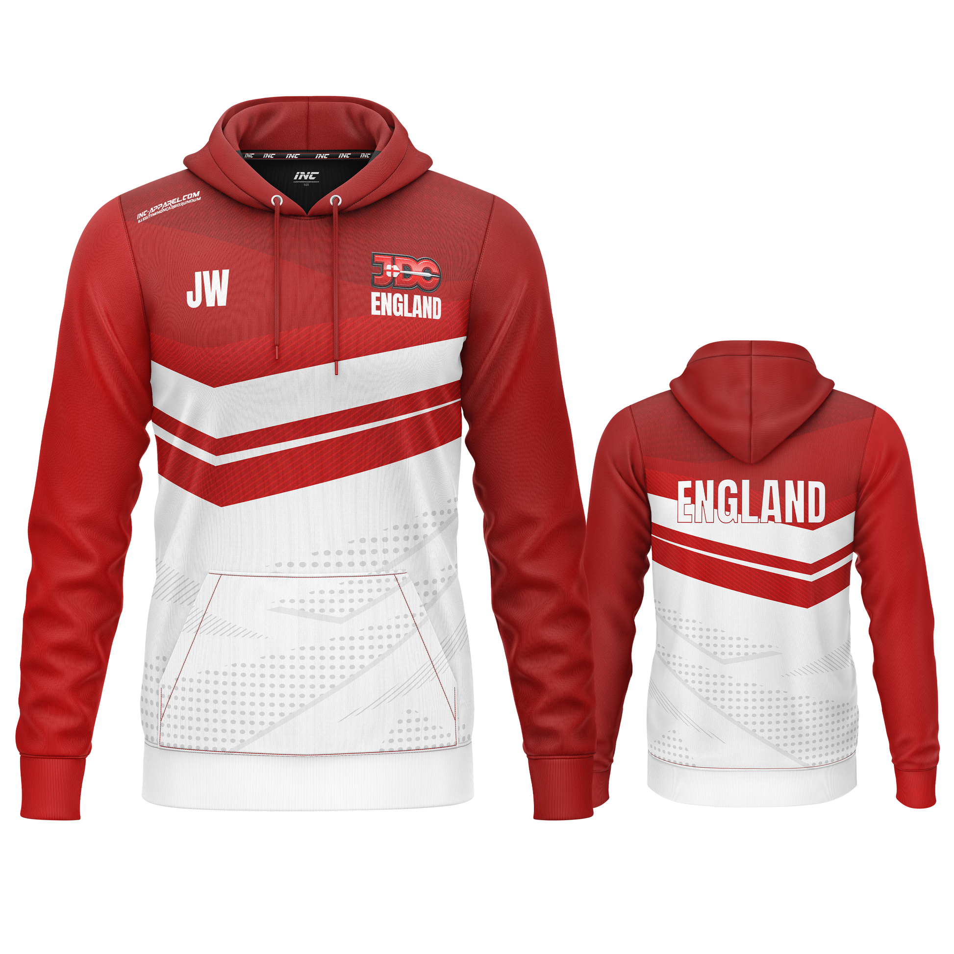Official England JDC Darts Hoodie – Both Views with England and JDC Logos | INC-APPAREL