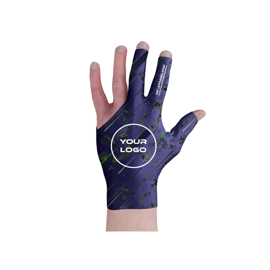Fatum Manus Blue Pool Glove from INC-APPAREL – blue performance cue glove with breathable spandex and Hand of Fate design.