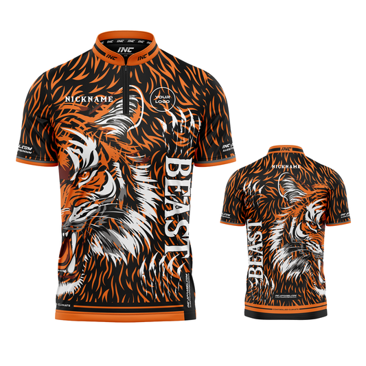 Combined front and back view of the Fera Saeva Pro1 Darts Shirt from INC-APPAREL