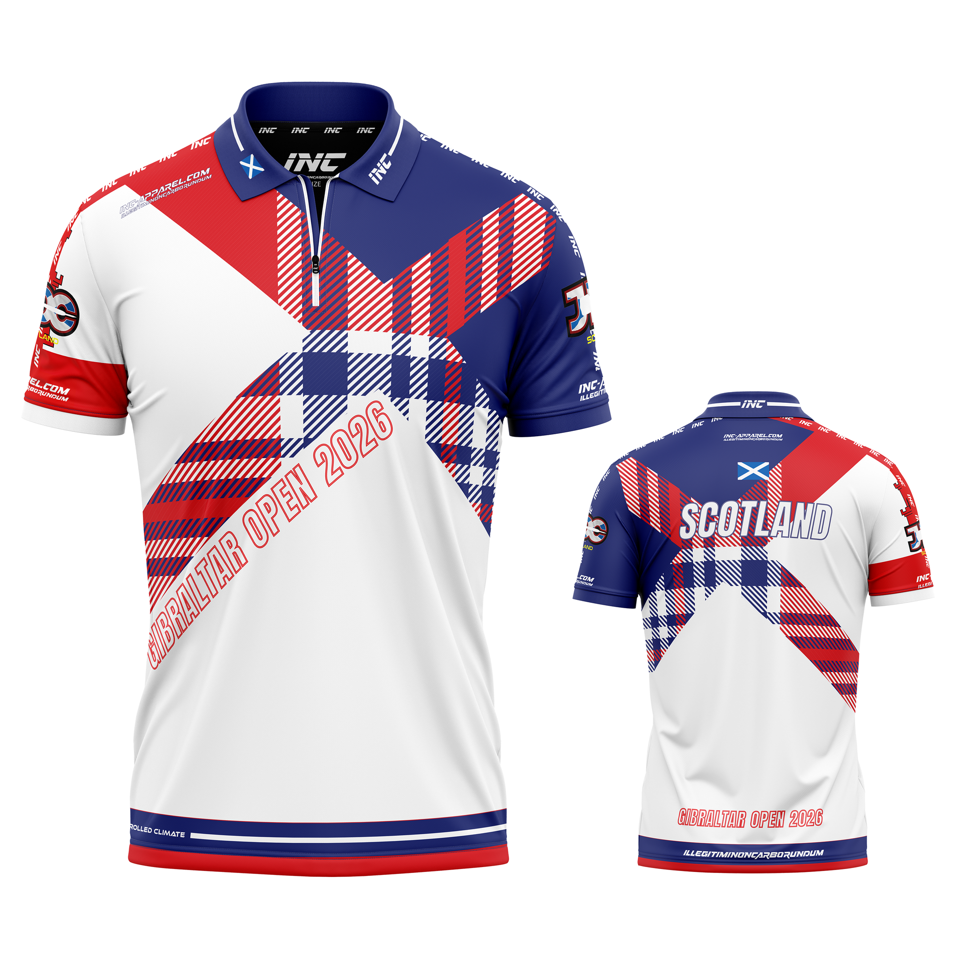 Official Junior Darts Corporation Scotland Gibraltar zip polo darts shirt from INC-APPAREL