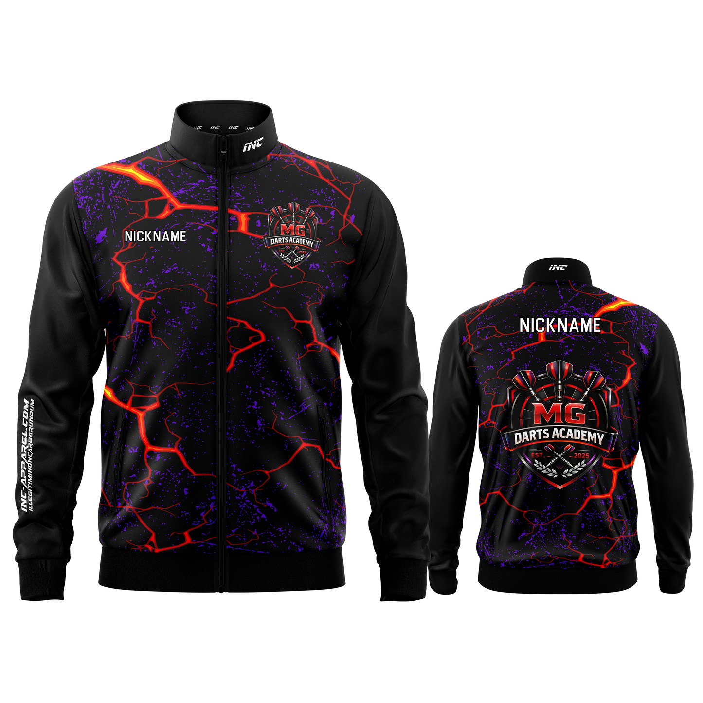 Official MG Darts Academy tournament jacket detail breathable performance fabric from INC-APPAREL