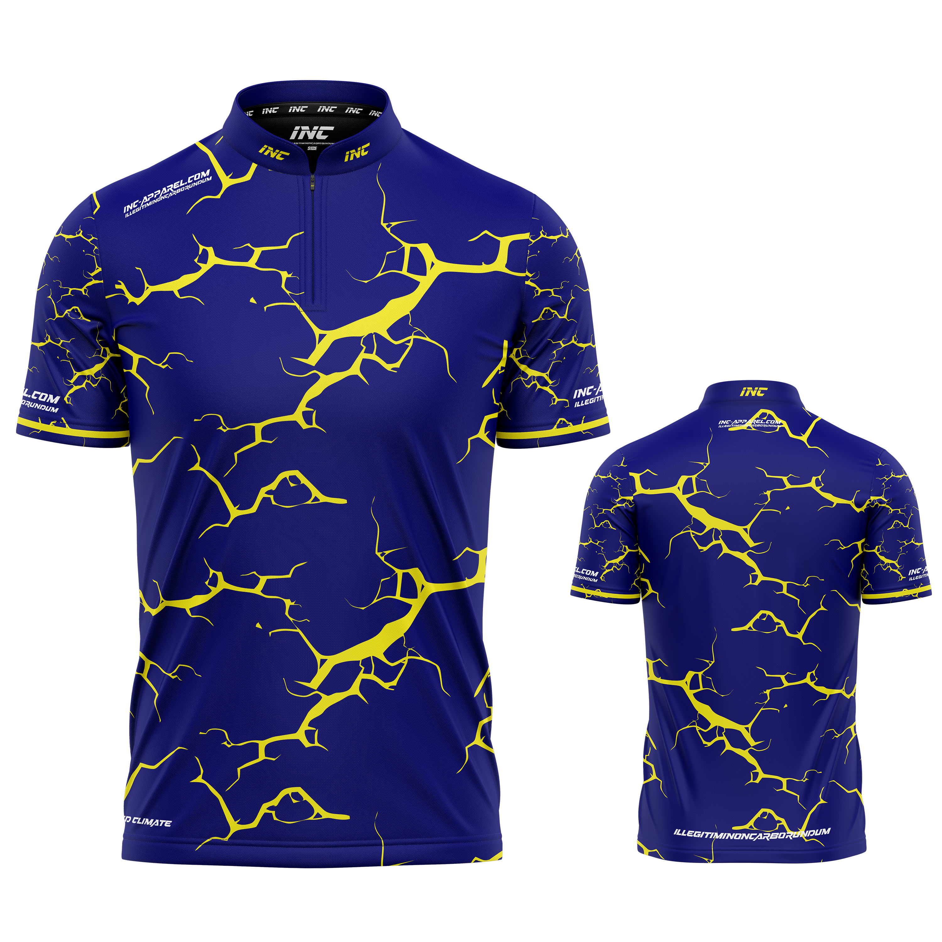 Fulmen blue and yellow personalised darts team shirt made to order with performance fabric and professional fit from INC-APPAREL