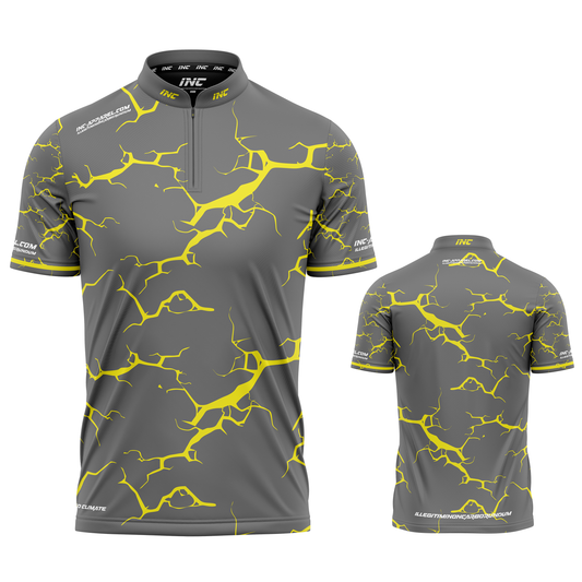 Fulmen grey and yellow personalised darts team shirt made to order with performance fabric and professional fit from INC-APPAREL