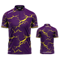 Fulmen purple and yellow personalised darts team shirt made to order with performance fabric and professional fit from INC-APPAREL