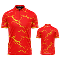 Fulmen red and yellow personalised darts team shirt made to order with performance fabric and professional fit from INC-APPAREL