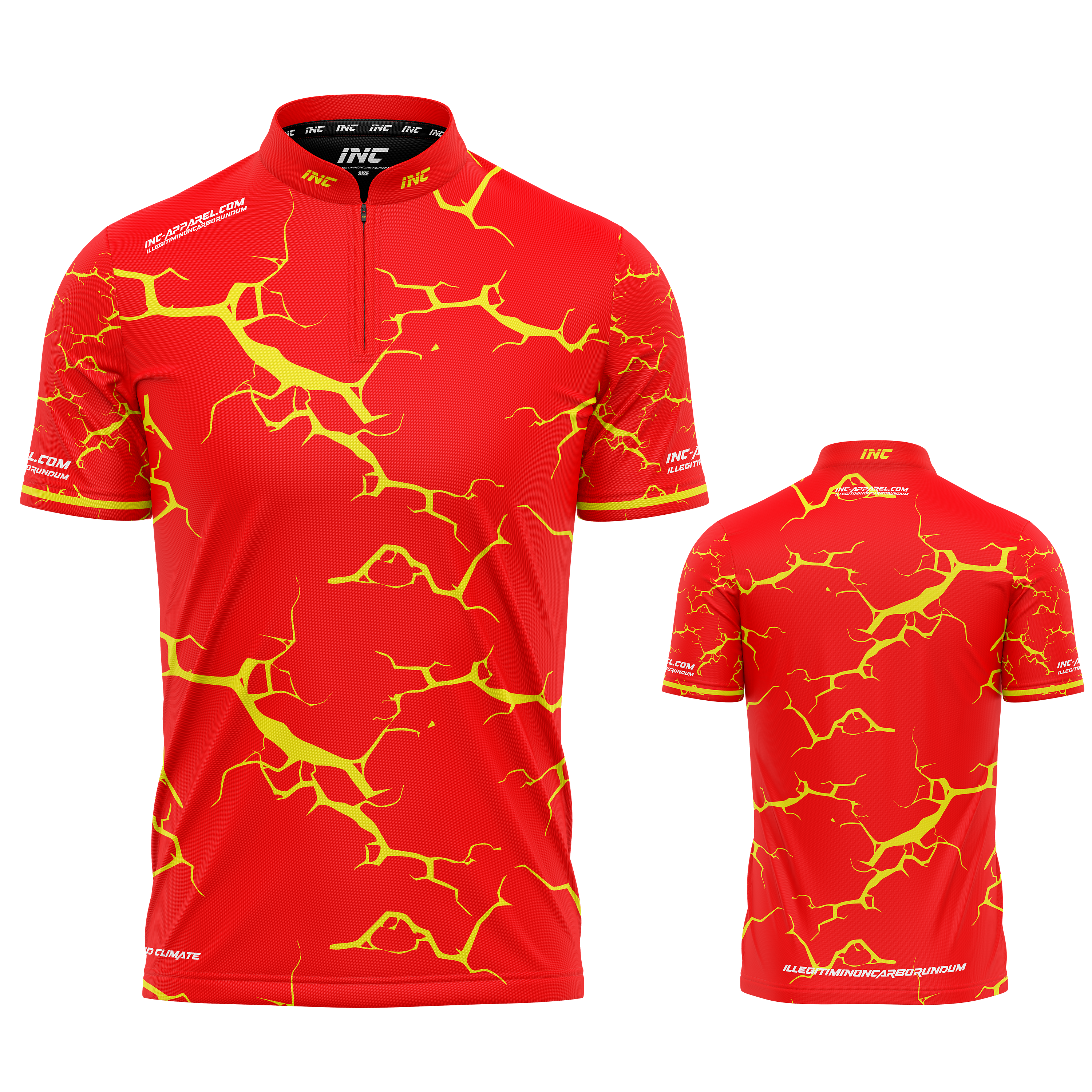 Fulmen red and yellow personalised darts team shirt made to order with performance fabric and professional fit from INC-APPAREL