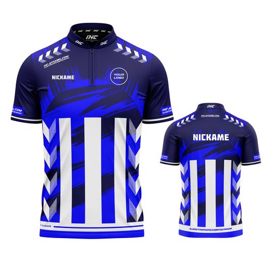 Imperator Corde blue pool shirt front and back view professional competition pool shirt from INC-APPAREL