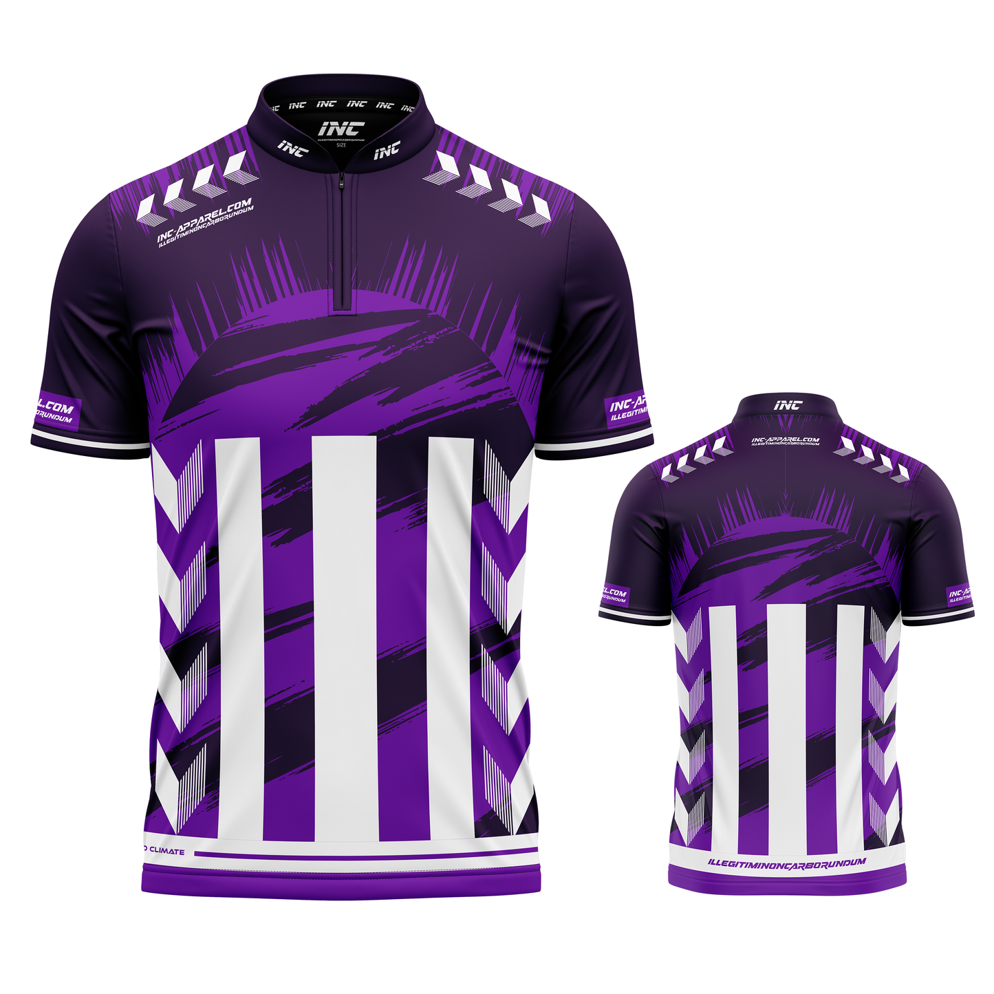Imperator Corde purple pool shirt front and back view professional competition pool shirt from INC-APPAREL