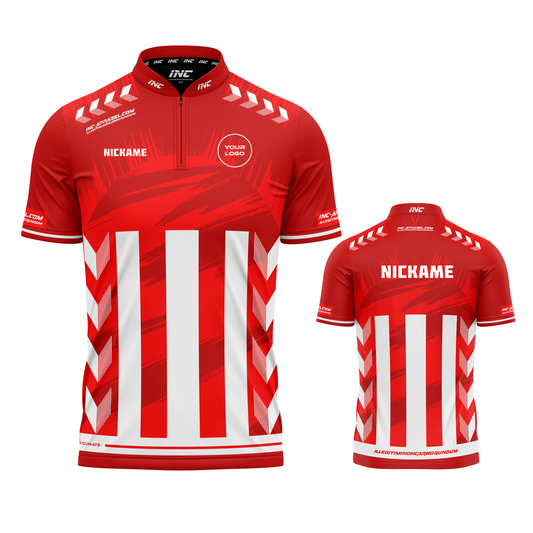 Imperator Corde red pool shirt both views professional performance pool shirt from INC-APPAREL