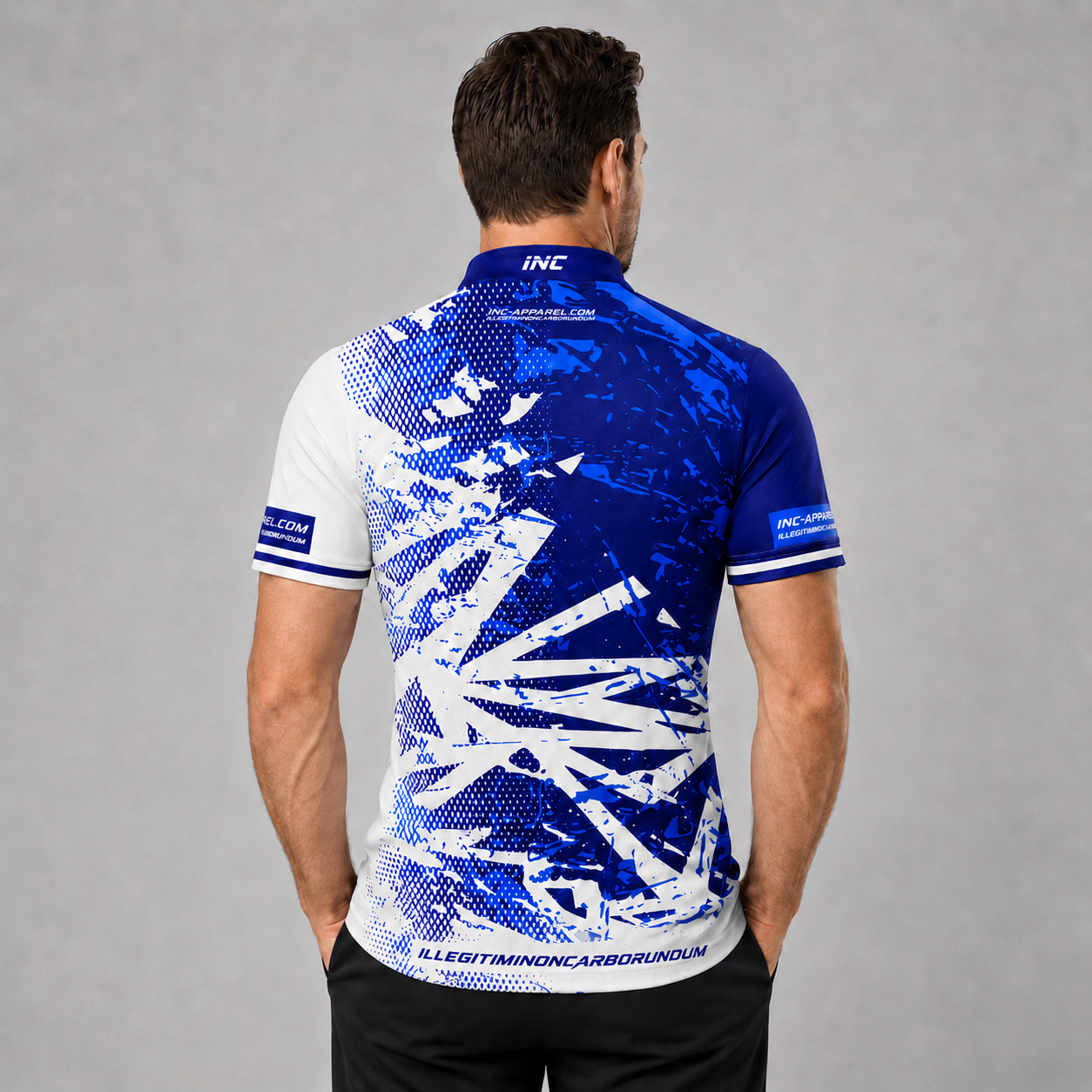 Back view of the Men and Youth Bicolor pool shirt, showing the continuous blue and white team contrast paneling.