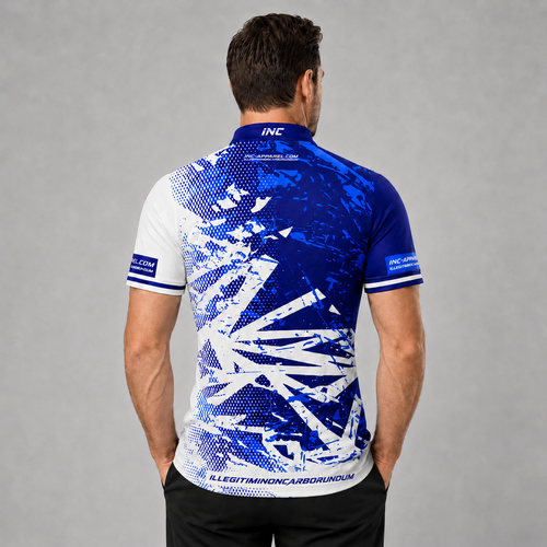 Back view of the Men and Youth Bicolor pool shirt, showing the continuous blue and white team contrast paneling.