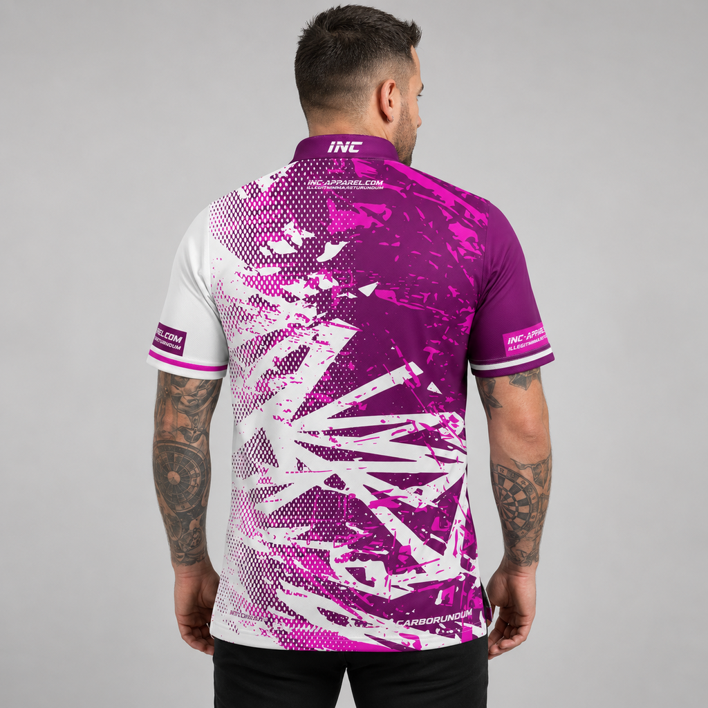 Back view of the Men and Youth Bicolor pool shirt, showing the continuous pink and white team contrast paneling.