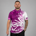 Front view of the Men and Youth Bicolor pool shirt, featuring a clean split or paneled pink and white performance design.