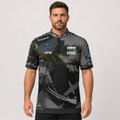 Front view of The Cue Club 8 Ball Finesse Pool Shirt for Men and Youth, showcasing the athletic fit, clean collar design, and sharp 8-ball chest emblem.