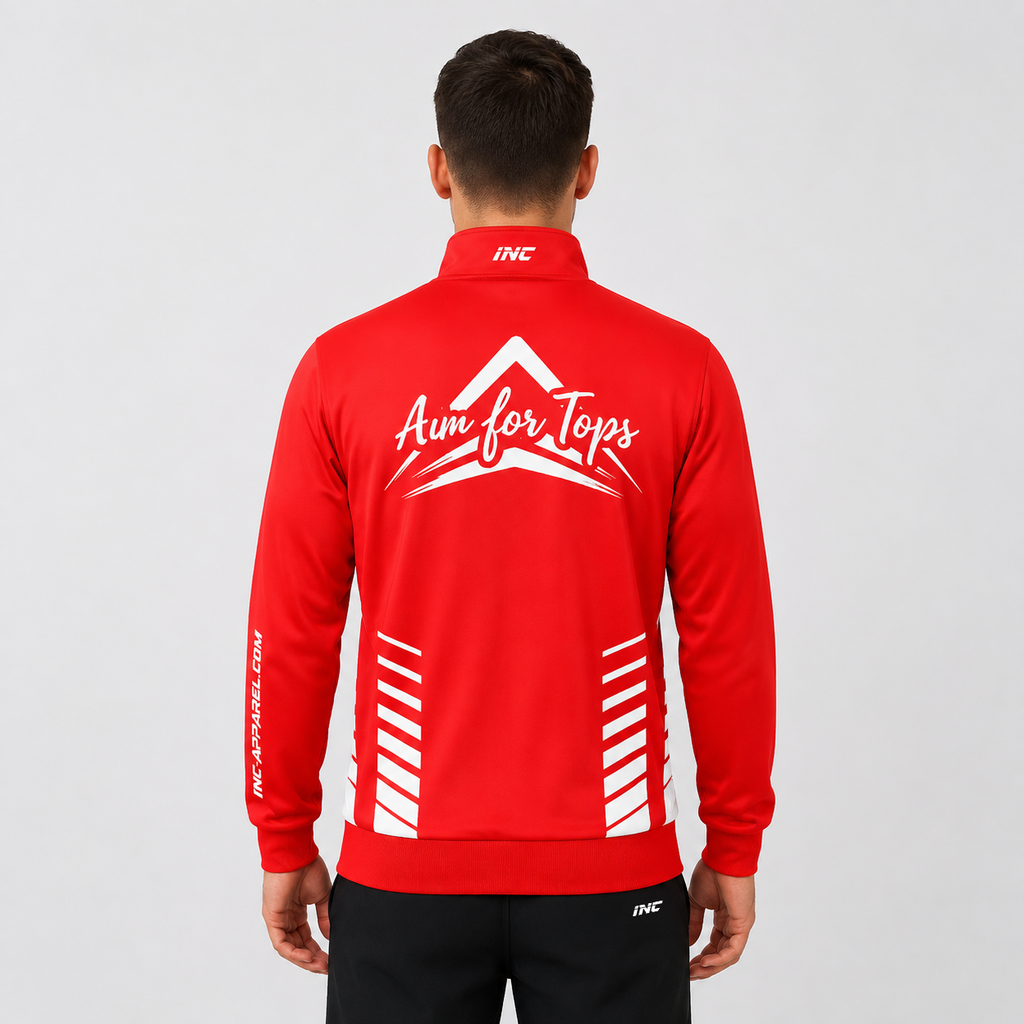 Back view of the Aim for Tops Unisex Tournament Jacket, highlighting the clean rear paneling and ergonomic shoulder construction for player mobility.