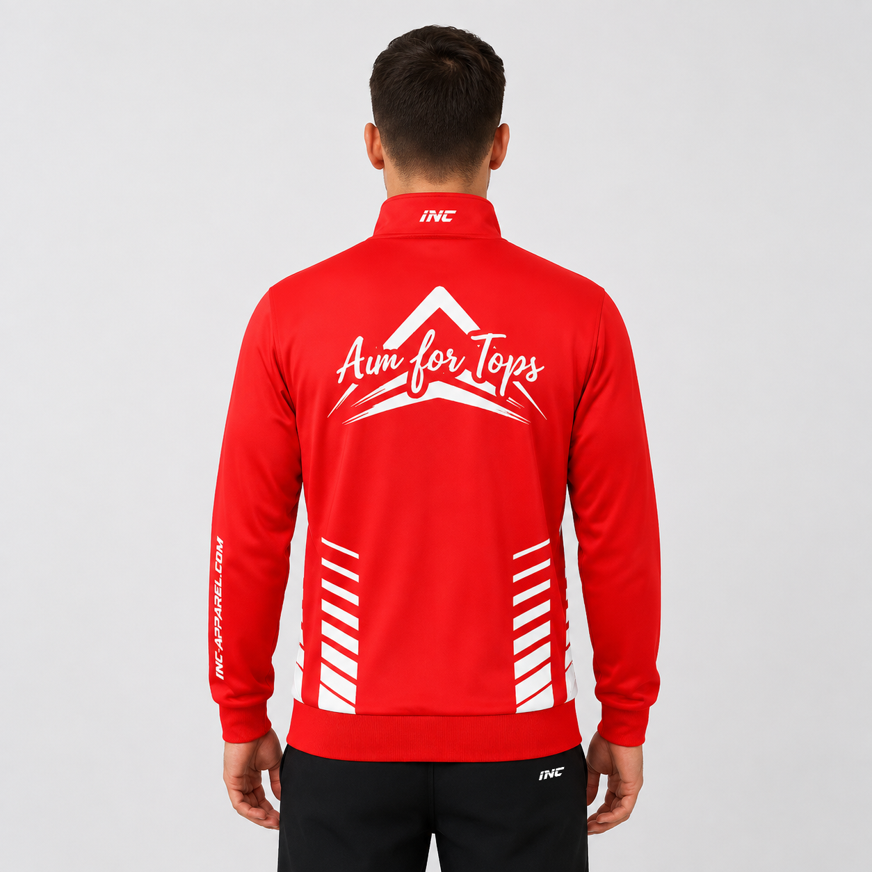 Back view of the Aim for Tops Unisex Tournament Jacket, highlighting the clean rear paneling and ergonomic shoulder construction for player mobility.