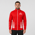 Front view of the Aim for Tops Unisex Tournament Jacket, displaying the sleek full-zip design, custom target logo, and athletic collar.