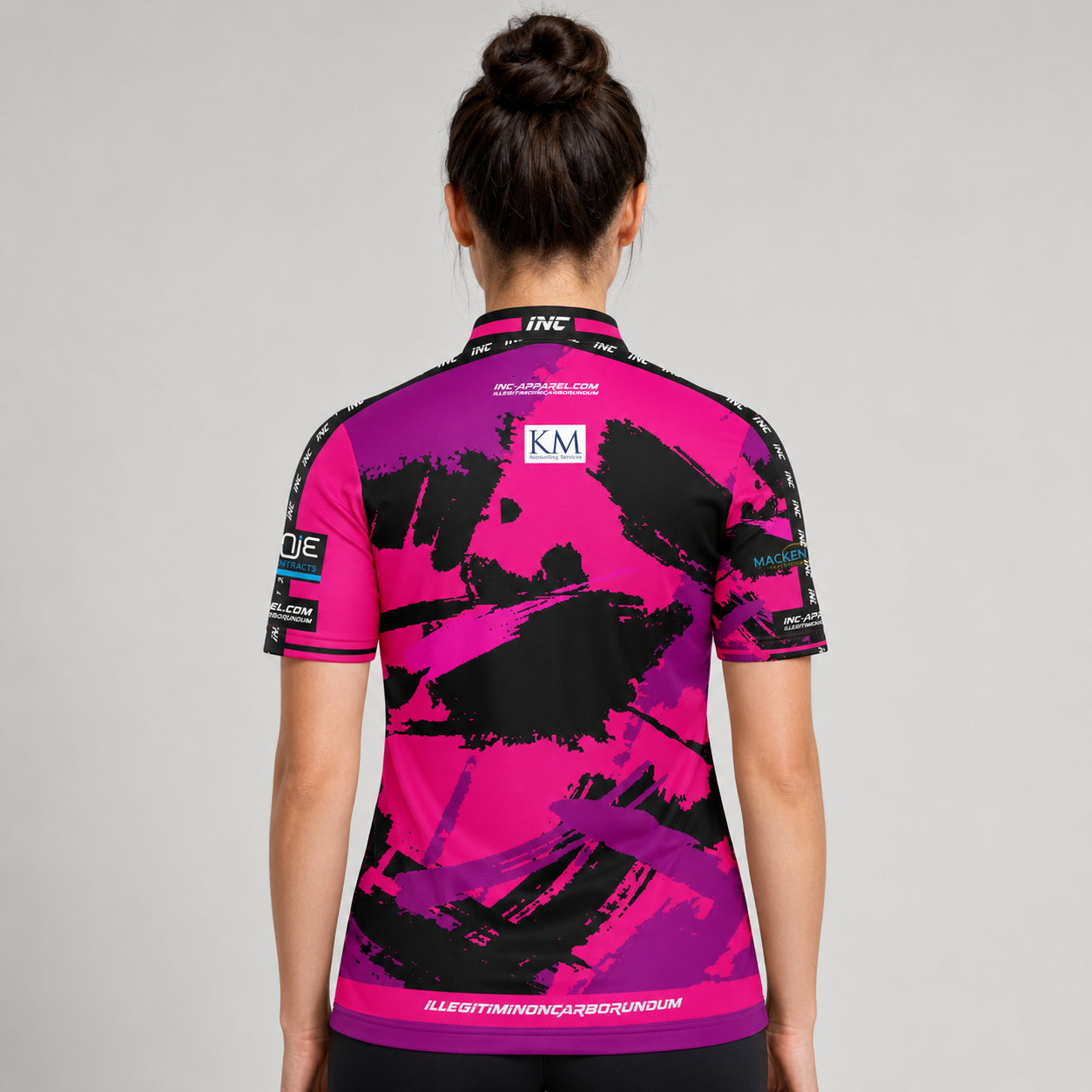 Back view of The Cue Club Women's Club Slayers Pool Shirt, highlighting the breathable contoured back paneling and streamlined shoulder cut.