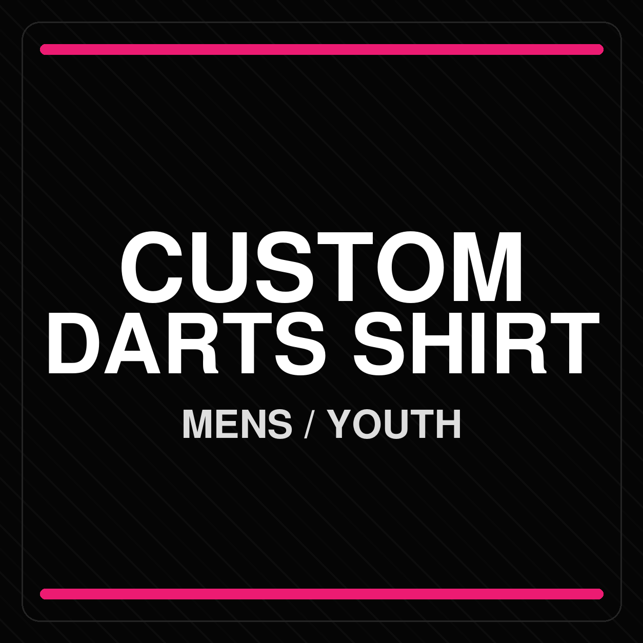 Front view of the Custom Men and Youth Darts Shirt, highlighting customizable collar options, logo placement zones, optional pocket, and moisture-wicking polyester fabric.