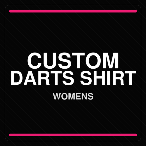 Front view of the Custom Women's Darts Shirt, highlighting customizable collar options, logo placement zones, optional pocket, and a tailored feminine silhouette.