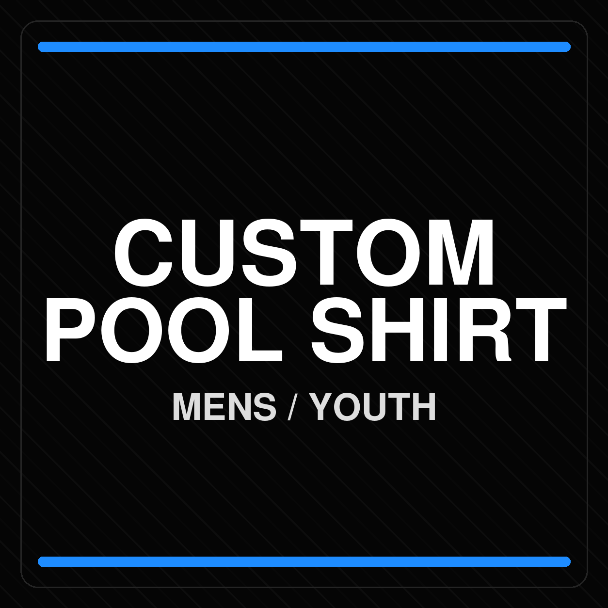 Front view of the Custom Men and Youth Pool Shirt, showcasing customizable collar options, logo placement areas, optional chest pocket, and an athletic silhouette.